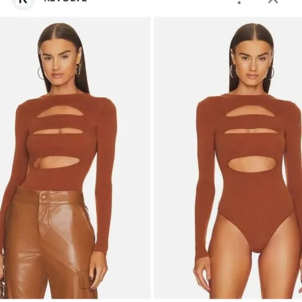 Michael Costello x Revolve Alexa Knit Bodysuit w‎ Cut outs
